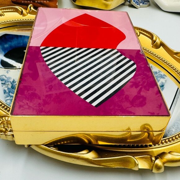 🆕 LULU GUINNESS 🧿 NWOT Olivia Multi 50:50 Stripe Lip Box Clutch Bag *FLAWED* - Picture 10 of 16